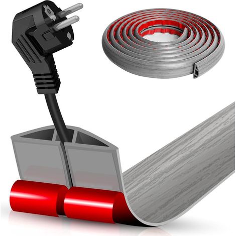 ABYSSE-Goulottes de câbles autocollantes pour sols - Durables - Protègent efficacement les fils dénudés, les enfants et les animaux domestiques - 1 mètre x 3 centimètres - Conviennent aux maisons et a (1/5)