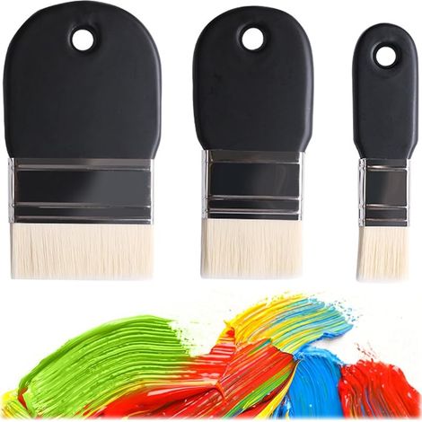 3 Pièces Pinceaux Peinture Acrylique, Artiste Pinceau Plat pour Gesso, Pinceau à Peinture Set avec poignée Plastique, Pinceaux Plats pour Bricolage et Décoration (1/5)