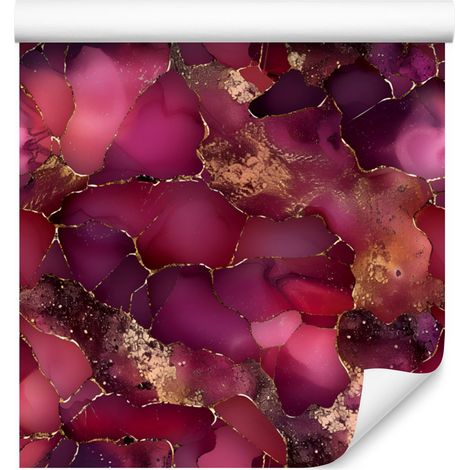 Papier peint bordeaux et rose encre pour salon et chambre 50x1000 cm (1/5)