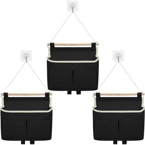 Sac Rangement Suspendu, 3 PCS Sac De Rangement Mural avec 3 Poches Organisateur Poche Suspendu et Crochet Adhésif (1/5)