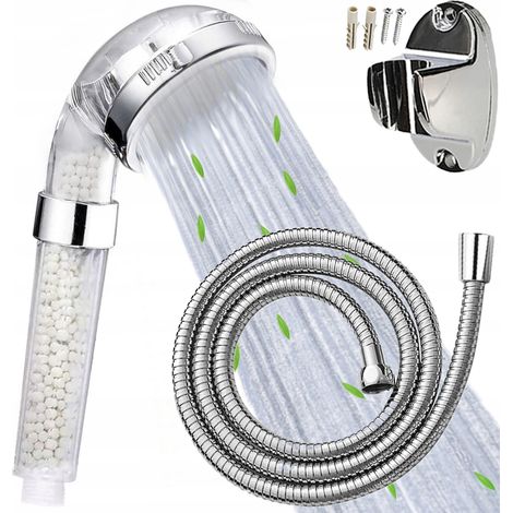 Conjunto de ducha: teleducha + manguera + soporte, cromado, con filtro de turmalina. (1/5)