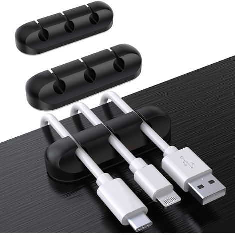Lot de 3 clips organiseurs de câbles pour bureau, support de cordon, gestion des fils, rangement pour chargeur USB, souris, écouteurs, câbles PC (1/5)
