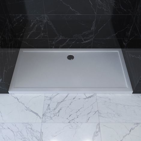 receveur de douche a poser extra-plat en acrylique blanc rectangle - 140x90cm - bac de douche