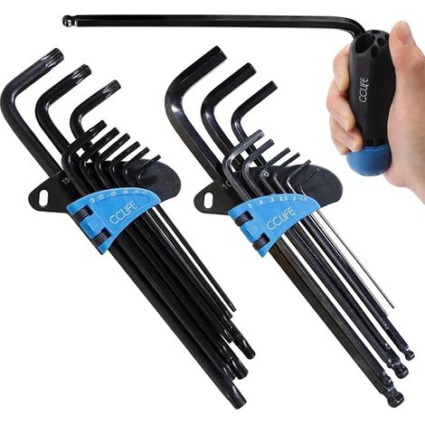 CCLIFE Hex Allen Key Set with Handle, Cr-V Torx Wrenches, 1/8-10mm (1/3)