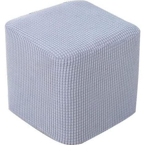 1 Housse De Pouf Extensible, Tissu Jacquard Doux, Fond Élastique, Pour Repose-Pieds Carré Ou Rond 45x45cm (1/5)