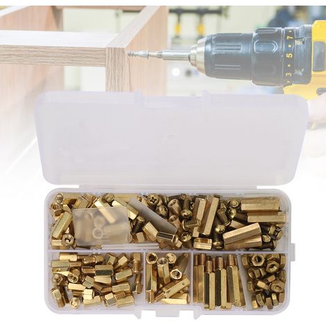 Ensemble de 180 vis à entretoises en laiton M4, écrous et vis hexagonaux mâles et femelles. (1/5)
