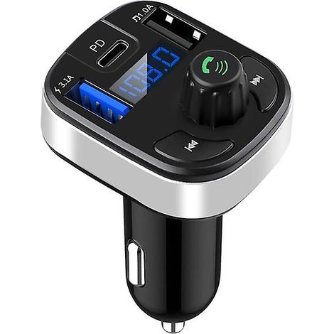 Émetteur FM Bluetooth 5.0 pour voiture, double port USB PD Type C, chargeur de voiture à charge rapide, microphone Bluetooth mains libres, modulateur FM pour voiture (1/5)