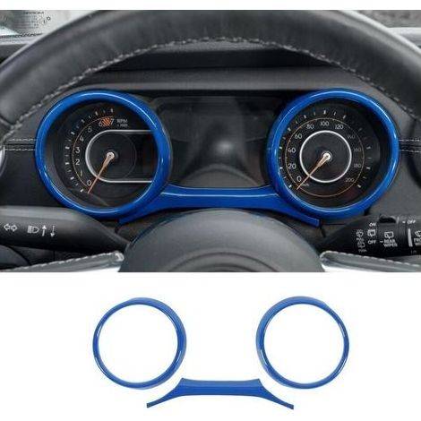 Set mit 2 Armaturenbrettabdeckungen, blaue ABS-Armaturenbrettverkleidung, Instrumentenanzeigen für Jeep Wrangler 2018–2022 JL JLU Gladiator JT Sport X Sahara Rubicon (1/4)