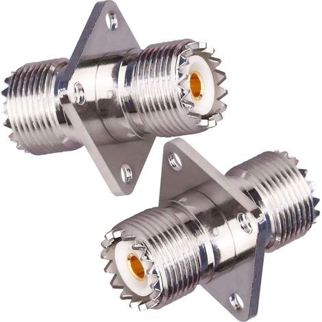 UHF-Buchse-Buchse-Steckverbinder, 4-Loch-Flansch, Chassis-Montagestecker, SO239, PL259, Lötstecker für HF-Koaxialkabel, Koaxialadapter, 2 Stück (1/5)