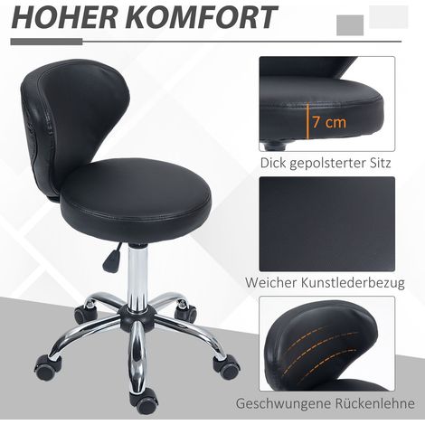 Pouf réglable en hauteur, imitation cuir, noir, support acier, capacité max 120 kg (1/5)
