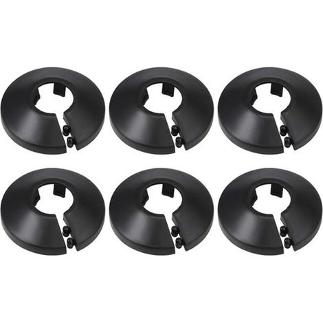 Cache-tuyaux décoratif - Lot de 6 - Rosace pour tuyau d'eau - Plastique - Rosace pour robinet - Matériel d'installation pour tuyau de chauffage - Rosace pour radiateur - Pour tuyaux Ø 16-17 mm - Noir (1/5)