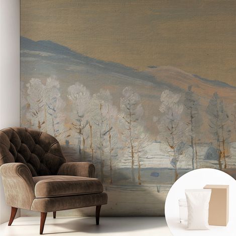 Papier peint intissé décoratif pour salon chambre et cuisine Facile à poser avec colle Scène hivernale 250x250 cm (1/5)