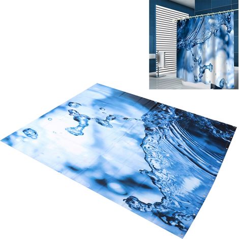 Ensemble rideau de douche imperméable suspendu avec anneaux, accessoire de salle de bain, 150 x 180 cm (1/5)