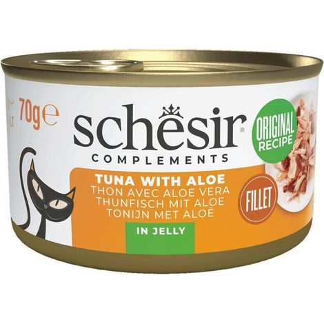 Nourriture humide pour chat adulte SCHESIR en gelée de thon à l'aloe vera 70 g