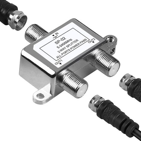 Répartiteur Coaxial - 2 Voies - 5 à 2400 MHz - Pour Télévision Par Câble Satellite Antenne - 1 Pièce (1/5)