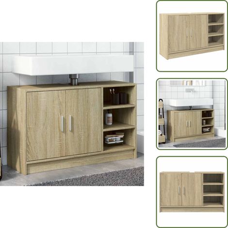 Armario bajo el lavabo - vidaXL Armario de lavabo madera de ingeniería roble Sonoma 90x29x55 cm - Almacenamiento de baño