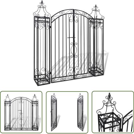 The Living Store Portillon ornemental de jardin Fer forgé 122 x 20,5 x 134 cm - Portillon De Jardin - Portail Décoratif - Porte D'entrée - Clôture - Fer Forgé (1/5)