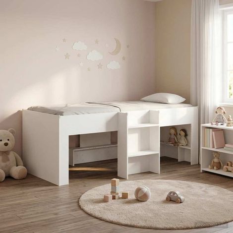 vidaXL Hochbett für Kinder Weiß 80 x 200 cm Holzwerkstoff (1/5)
