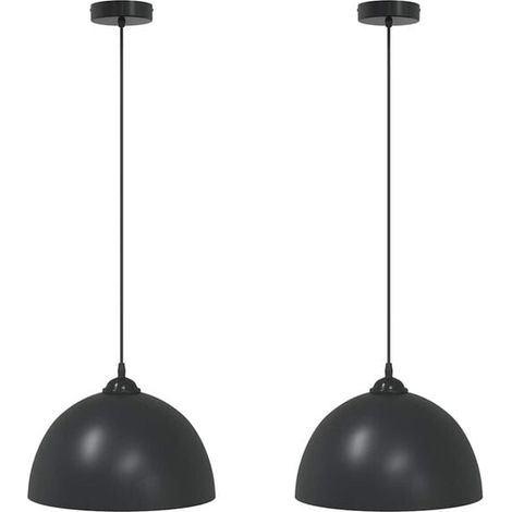 Suspension en deux parties, hauteur réglable, douille E27, noire, diamètre 30 cm, matériau métallique. (1/5)