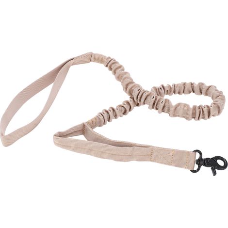 Laisse élastique robuste pour chien avec 2 poignées de contrôle rembourrées, idéale pour le dressage militaire et les promenades nocturnes. Couleur : beige. (1/5)