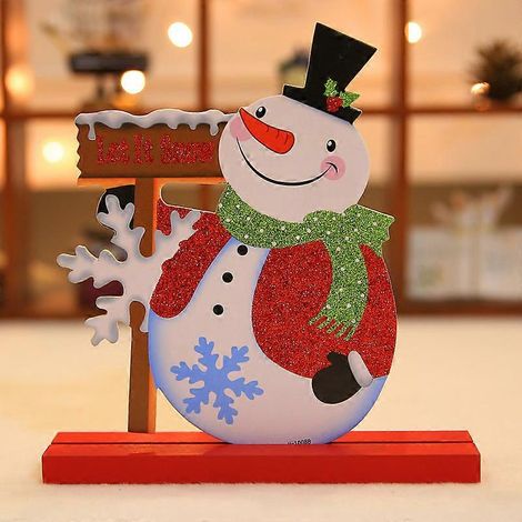 Décoration de Noël miniature en bois représentant un Père Noël et un bonhomme de neige, avec des lettres anglaises, des lettres anglaises et des lettres anglaises. Cadeau, jouet et accessoires de déco