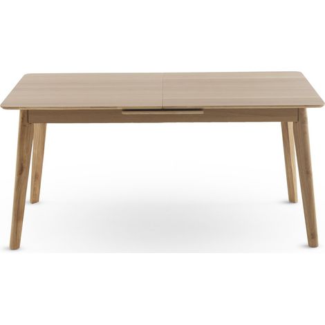 Table extensible 160/200 x 90 cm avec pieds en bois d'hévéa et plateau plaqué chêne (1/5)