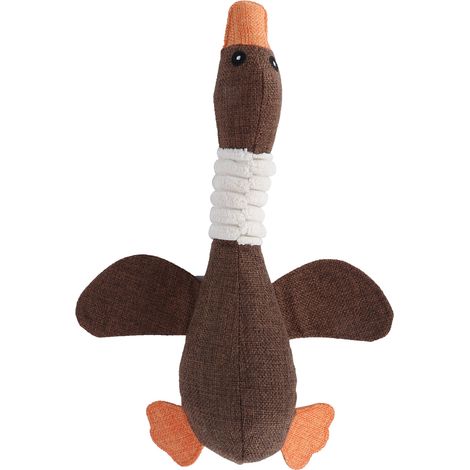 Jouet à mâcher durable en forme d'oie pour chien et chat, jouet interactif amusant et couineur pour animaux de compagnie, couleur café (1/5)