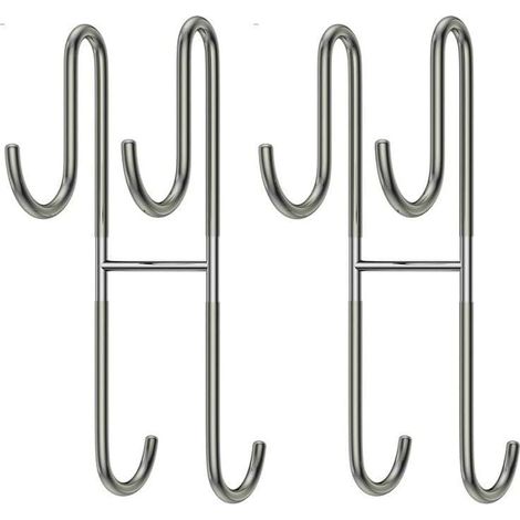 2 crochets porte douche - inox 304/PVC argenté double face (1/5)