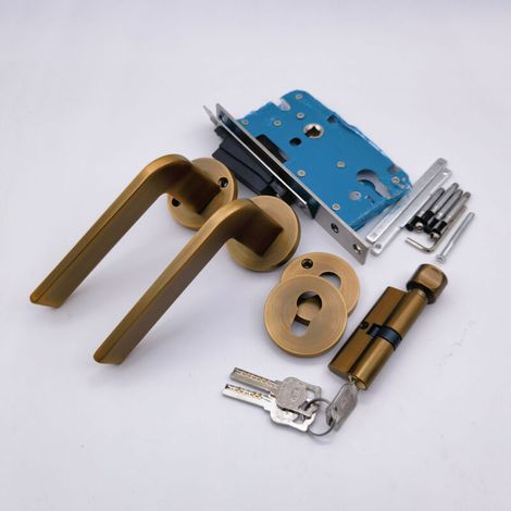 Kit De Poignée De Porte Pour Serrure À Garnitures 72 Gauche, Droite Et Gauche, Garniture De Poignée De Porte En Aluminium Acier Galvanisé H573