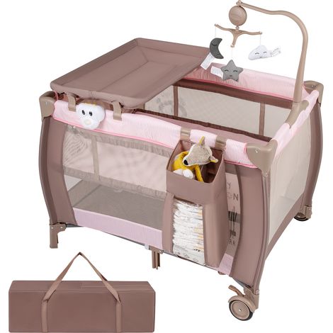 COSTWAY 3 in 1 Baby Activity Center Foldable Pack and Play-Pink