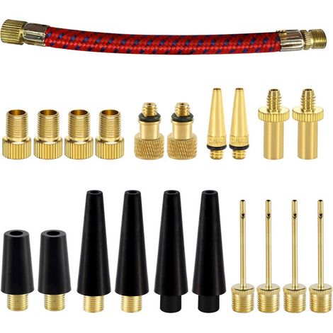 VURAHOME - Adaptateur de valve de pneu de vélo 21 PCS, aiguille de pompe à bille, kit d'adaptateur comme dispositifs de gonflage et accessoires pour pompe standard ou compresseur d'air (1/5)