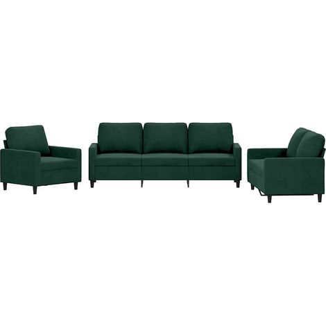 Maison Exclusive - Set di Divani 3 pz con Cuscini Verde scuro in Velluto