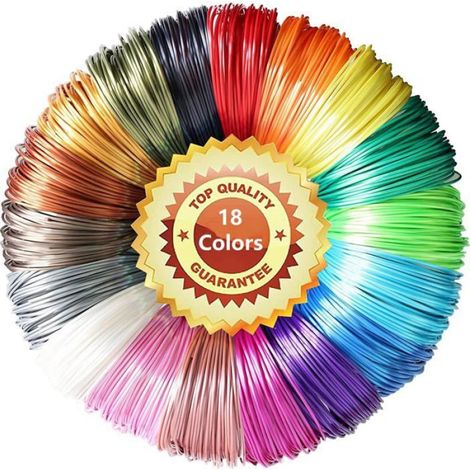Filament PLA - 1,75 mm - 18 Couleurs - 5 m Par Bobine - 90 m Au Total - Pour Stylo 3D Et Imprimantes 3D (1/5)