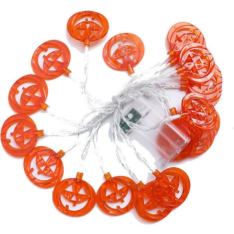Guirlande lumineuse citrouilles, guirlande plate de 3 m avec 20 LED, idéale pour décorer une fête d'Halloween en intérieur. (1/5)