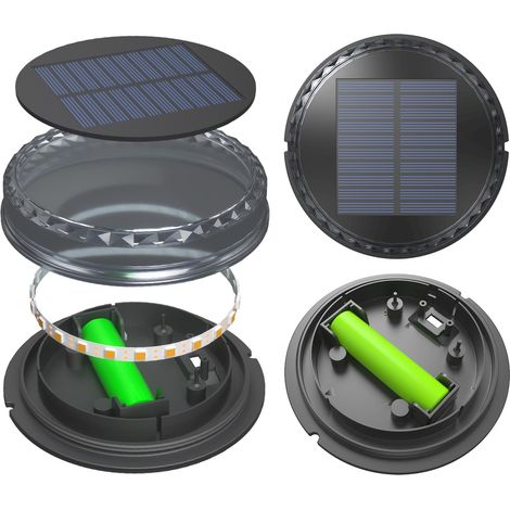 4pcs Spot Solaire Encastrable LED Lumière Chaude Extérieur Disque Solaire IP68 Étanche Lumière Sol Jardin Terrasse Cour Allée Chemin (1/5)