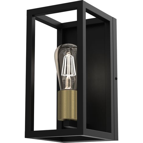 Applique industriale Frame nera ottone, 1xE27 Luminex
