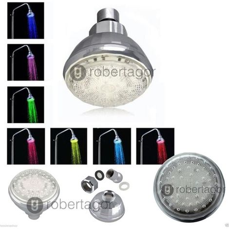 MINI SOFFIONE MISCELATORE DOCCIA BAGNO LED RGB CROMOTERAPIA MULTICOLOR 7 COLORI