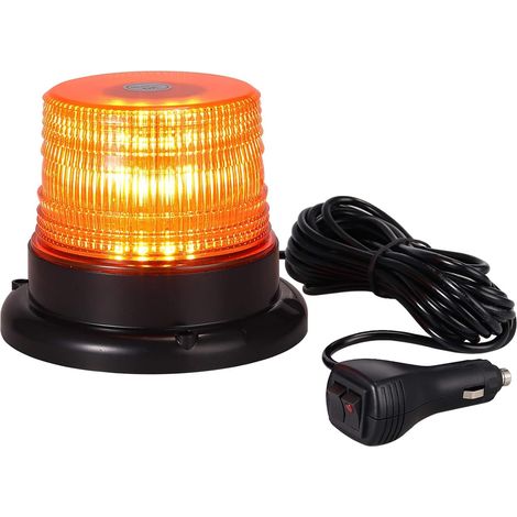 Gyrophare Orange 40 LEDs Girophare LED Vehicule 40W 12/24V Clignotant Magnétique d'Urgence Avertissement Strobe ON/OFF, 7 Modes Flash IP67 Lumière Balise Ambre avec 5M Allume-Cigare