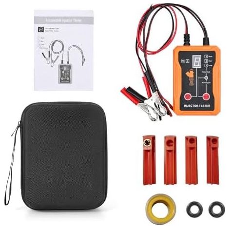 Kit Universel de Testeur et Nettoyage d'injecteur Carburant, 8 Modes d'impulsion, 4 Adaptateurs, Protection Contre Les Courts-Circuits, Double Test pour Injecteurs EFI GDI (Orange) ORANGE - (1/5)