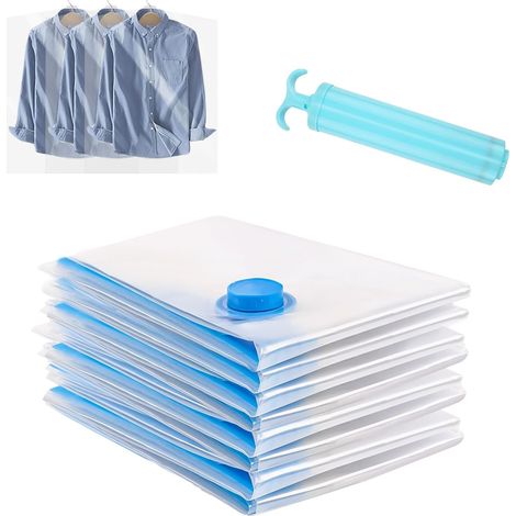 ZOLGINAH Bolsas de Almacenamiento al Vacío Aspiradora 6 Piezas Fundas de Almacenamiento al Vacío para Ropa Bolsa de Almacenamiento al Vacío con Bomba Manual 80x120cm (1/5)