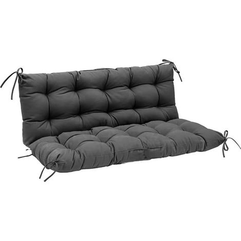Coussin pour balancelle d'extérieur - Double siège multiple - Pour meubles de jardin et terrasse - En polyester matelassé - Soutien épais - Doux et lavable - Pour canapé, chaise longue - Gris (1/5)