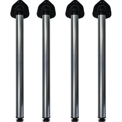 Jeu de pieds de table pliants aluminium 40 mm hauteur 710 mm système enfichable 4 pièces BMB