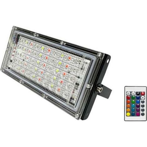 TéLéCommande LED Projecteur RéFlecteur Lampe ÉTanche IP65 Projecteur ExtéRieur Jardin LED RVB Spot 50W Prise UE (1/4)
