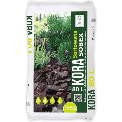 Corteza de conífera de pino para jardín 80L 20-50mm (1/3)