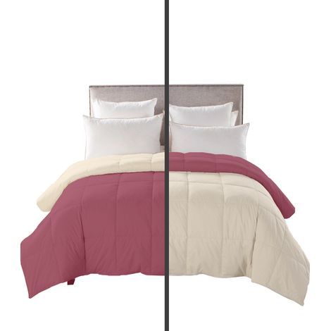 Piumino invernale caldo piumone 3 misure double face microfibra anallergico BordeauxPanna - Matrimoniale (1/3)