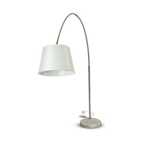 V-TAC VT-7451 Lampada da terra piantana in metallo corpo bianco ricurva orientabile base in marmo con portalampada E27 196cm - sku 8565
