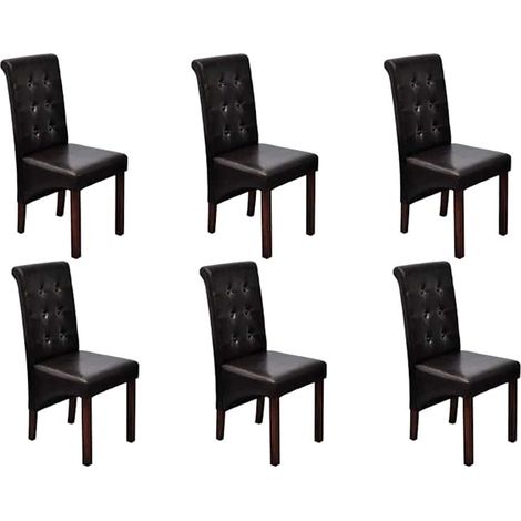 vidaXL Sillas de comedor 6 uds cuero sintético marrón (1/5)