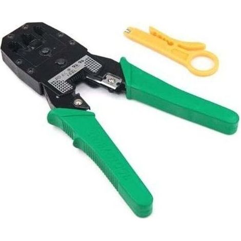 Pinza crimpatrice per cavi di rete RJ45 / RJ12 / RJ11 + spelafili (1/4)