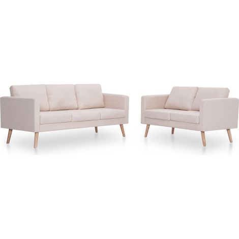 Conjunto de sofás de 2 plazas para salón salón interior hogar piezas tela crema 020020268