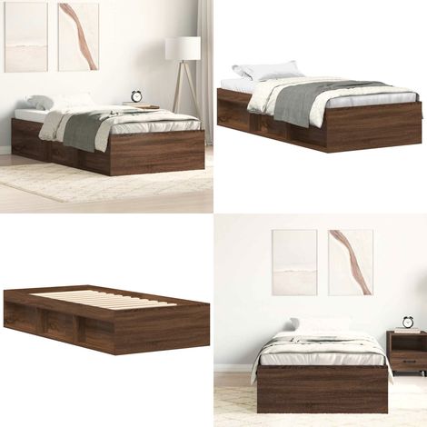 Cadre de lit sans matelas chêne marron 90x190 cm - Cadre De Lit - Lit Double - Lit Design - Lit Moderne - Lit En Bois - Home & Living (1/5)